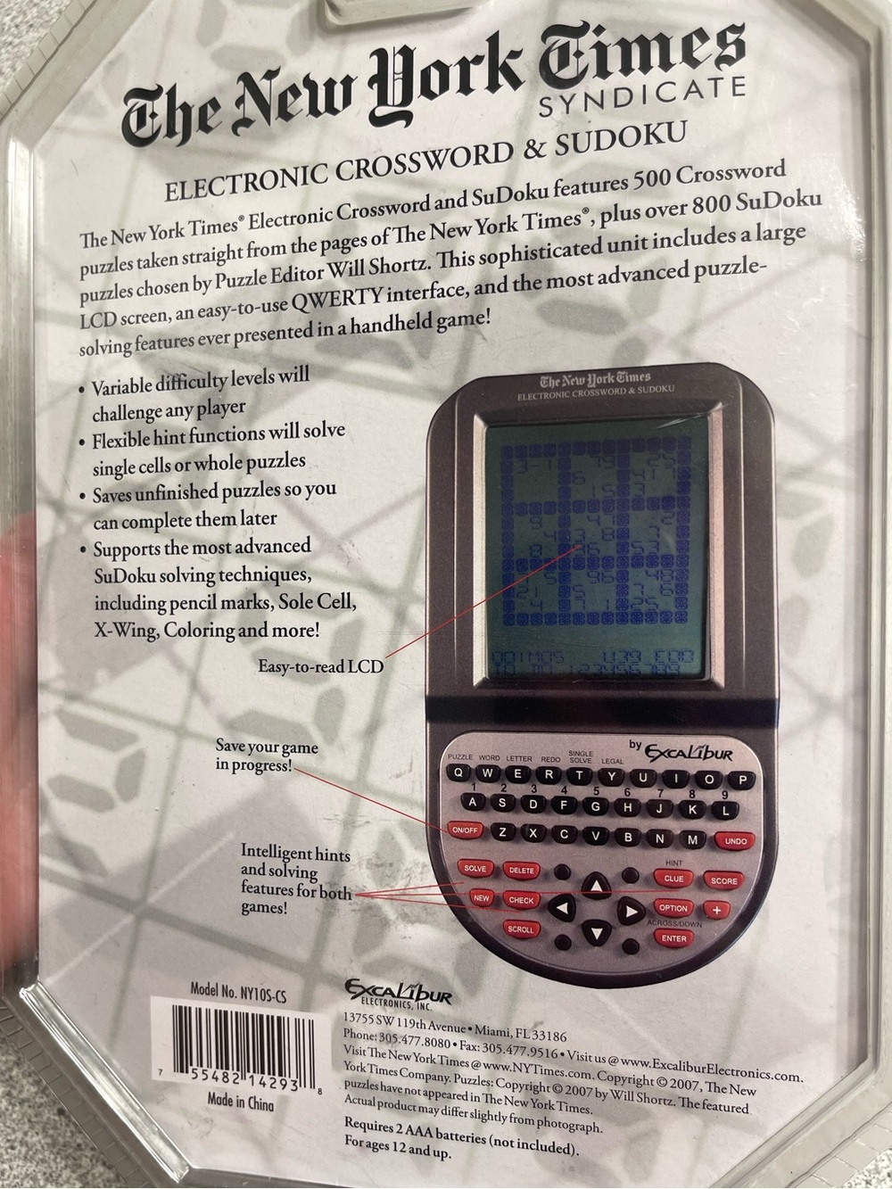 Excalibur The New York Times Syndicate Electronic Crossword & Sudoku 2007 BNIB - Picture 4 of 4